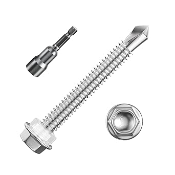 Photo 1 of (100Pcs) #10×2" Hex Washer Head Self Drilling Screws, 410 Stainless Steel Metal SheetScrews?TEK Screws, Self Drilling Screws, Self Tapping Screws,Sheet Metal Screws
