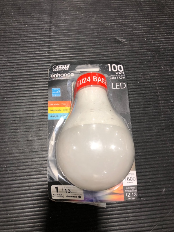 Photo 2 of 100-Watt Equivalent A21 Dimmable CEC 90+ CRI GU24 Base LED Light Bulb, Selectable White 2700K/3000K/5000K (1-Pack)
