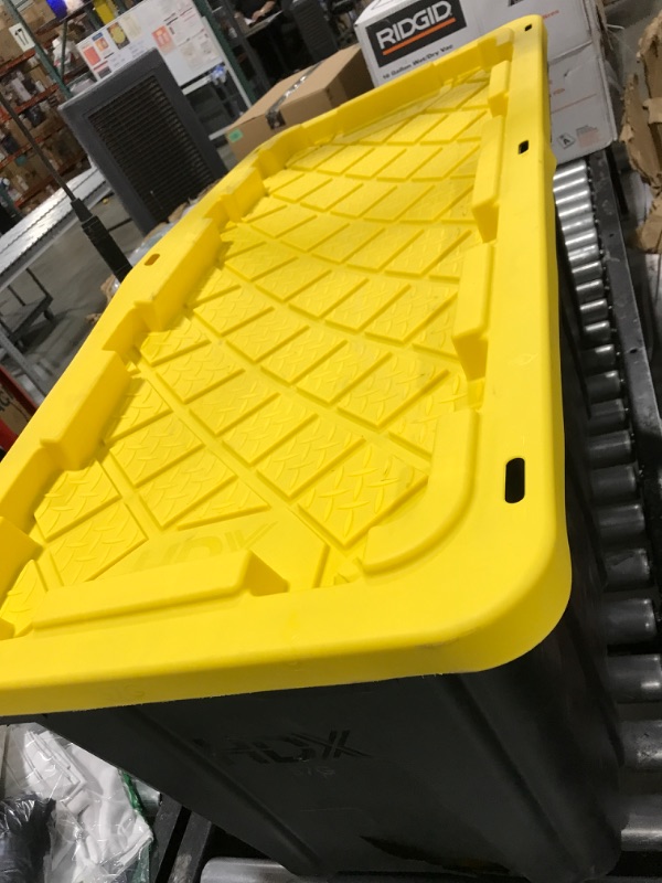 Photo 2 of 57 Gal. Tough Storage Tote in Black with Yellow Lid


