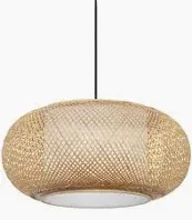 Photo 1 of Bayneswood 60-Watt 1-Light Natural Cane Pendant With Black Accents
