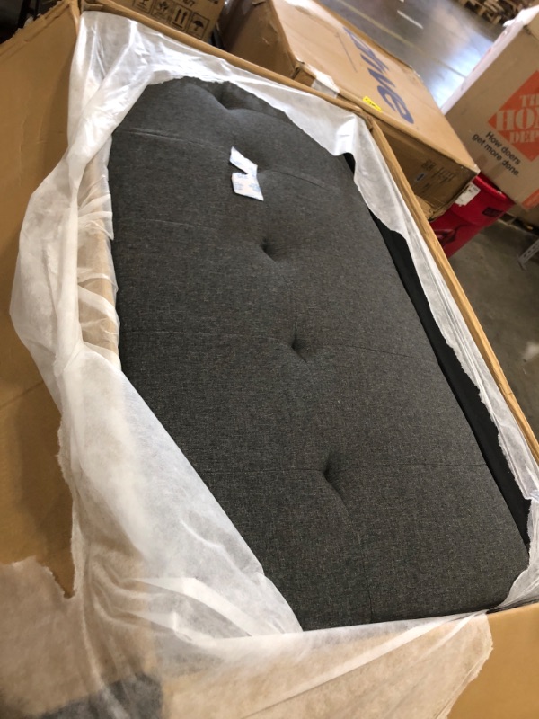 Photo 4 of (NOT FULL SET BOX 1 OF 3 ONLY) Lilola Home Zoey Dark Gray Linen Convertible Sleeper Loveseat with Side Pocket (NOT FULL SET BOX 1 OF 3 ONLY) 
