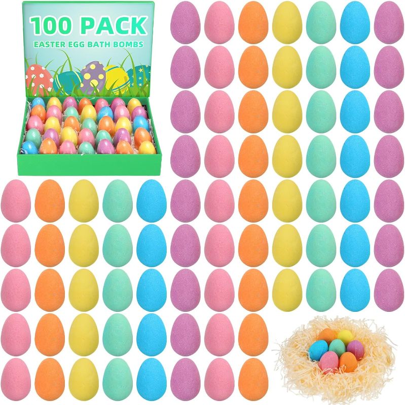 Photo 1 of 100 Pcs Easter Egg Mini Bath Bombs Bulk Easter Basket Gifts Handmade Bath Bombs Bubble Bath Fizzies Set for Easter Party Favors Birthday Christmas Stocking Stuffers
