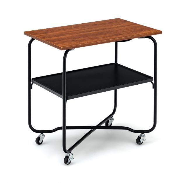 Photo 1 of 2-Tier Rolling Side Table with Storage Shelf and Lockable Casters