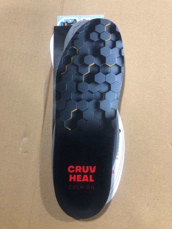 Photo 2 of (New) Work Comfort Orthotic Insoles - Anti Fatigue Shoe Insert Men Women - Low Arch Support - Shock Absorption - Foot Pain Relief - Work Boot Insoles (Black Hexagons, L)