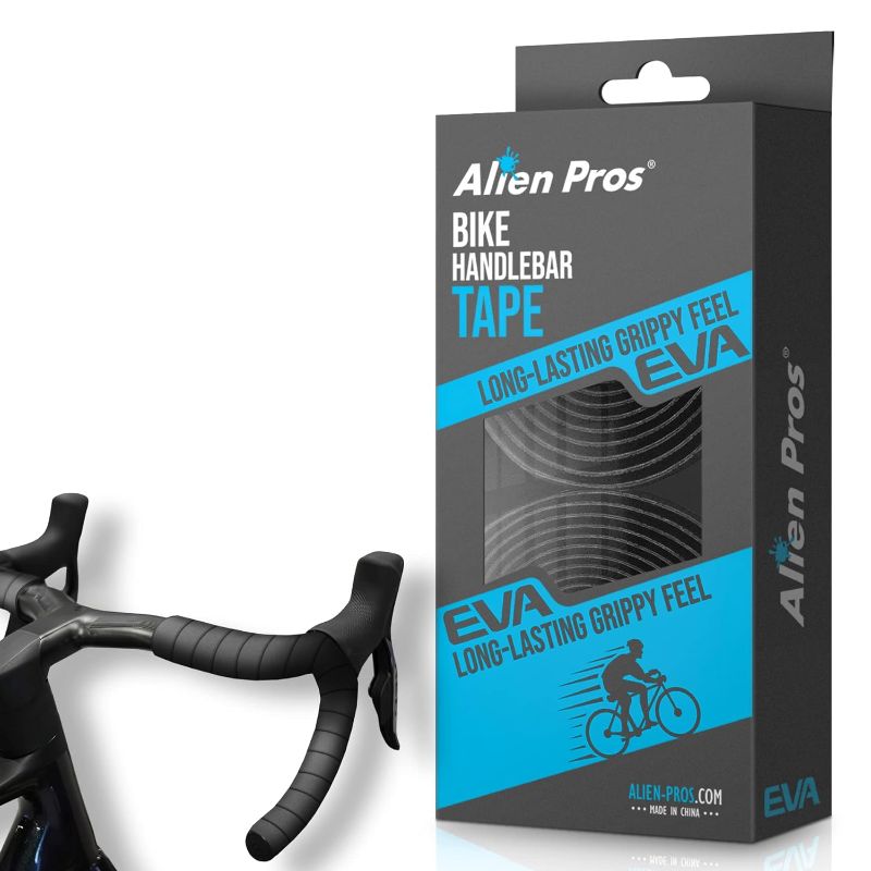 Photo 1 of ALIEN PROS Bike Handlebar Tape EVA (Set of 2) Black - Enhance your bike Grip with These bicycle handle bar tape - Wrap your bike for an awesome comfortable ride (Set of 2, Black)
