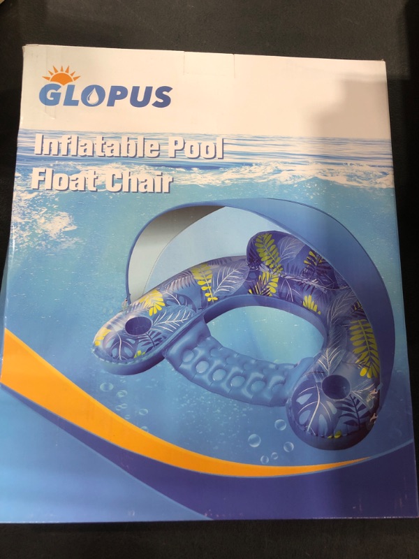 Photo 1 of Inflatable Pool Floats Adult with Canopy, Pool Float Chair with Cup Holder, Pool Floaties for Adults, Floating Pool Chair Lounge Floats for Adults