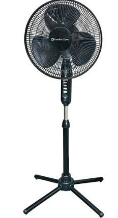 Photo 1 of 16-In Oscillating 3 Speed Pedestal Fan in Black
