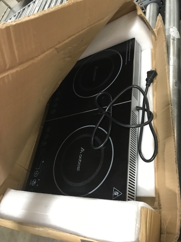 Photo 2 of Aobosi Double Induction Cooktop,Portable Induction Cooker with 2 Burner Independent Control,Ultrathin Body,10 Temperature,1800W-Multiple Power Levels,4 Hour Timer,Safety Lock