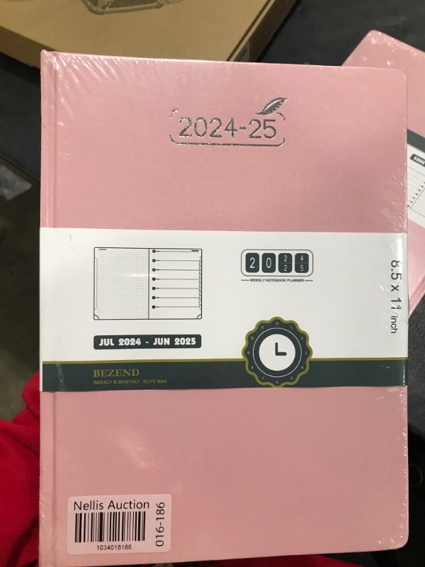 Photo 2 of BEZEND Planner 2024-2025, Large Size 8.5" x 11" Weekly Notebook Academic Calender-120 GSM Thick Paper-12 Months (July 24 - June 25) Daily Weekly and Monthly with Tabs, Inner Pocket, Hard Cover (Pink)