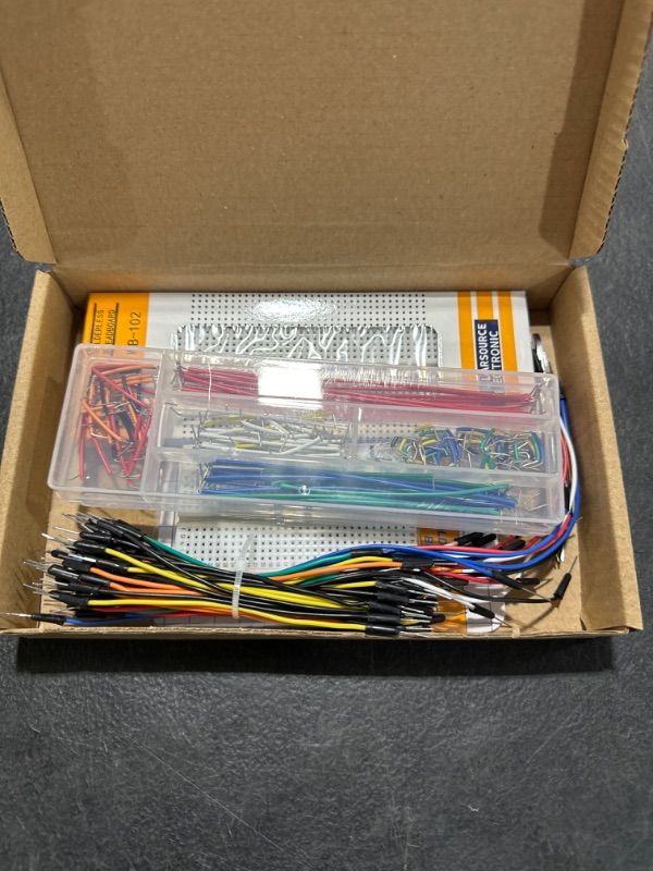 Photo 1 of Breadboard Jumper Wires Kit 1Pcs 830 Breadboards 1PCS 400 Breadboards +65pcs Flexible Breadboard Jumper Wires +140pcs Jumper Wires+1pcs Tweezer for Arduino Raspberry Pi