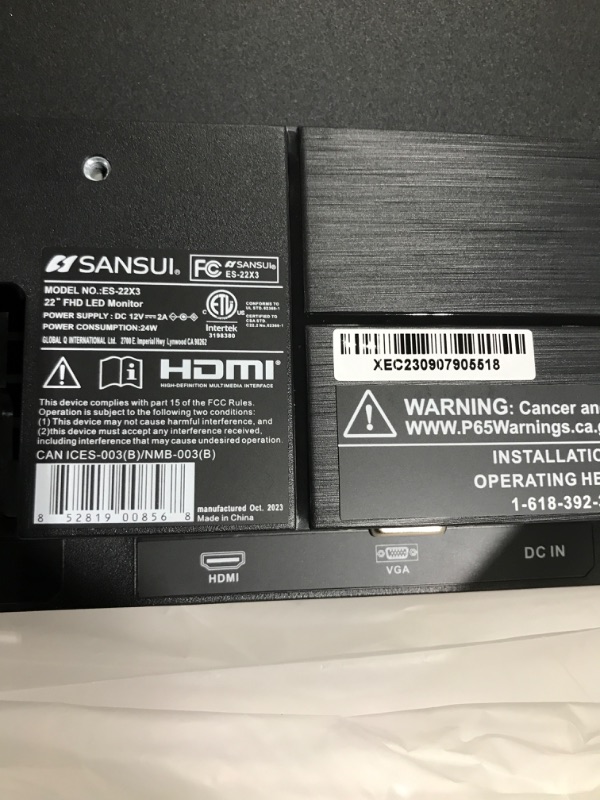 Photo 1 of SANSUI Monitor 22 Inch IPS 75Hz FHD 1080P HDMI VGA Ports Computer Monitor Ultra-Thin Tilt Adjustable VESA Mount Compatible