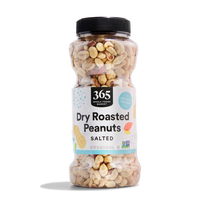 Photo 1 of (12 Pack) 365 by Whole Foods Market, Dry Roasted and Salted Peanuts, 16 Ounce (Best By 11-22-2024)