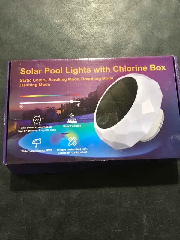 Photo 2 of Alupssuc Pool Chlorine Floater with Colorful Solar Light, Floating Pool Chlorine Dispenser Fits 1" & 3" Chlorine Tablet, Anti-Sinking Pool Chlorine Bromine Floater,Pool Chlorinator Floater for Spa Tub