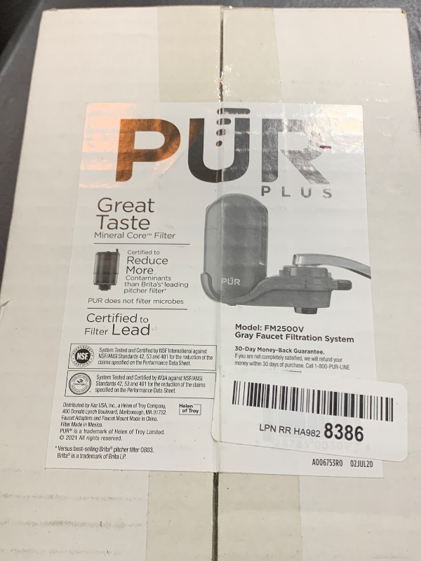 Photo 2 of PUR PLUS Vertical Faucet Mount Water Filtration System with 3-in-1 Lead Reducing Filter for Great-Tasting Filtered Tap Water, Lasts 100 Gallons, Fits Most Kitchen or Bathroom Faucets, Grey