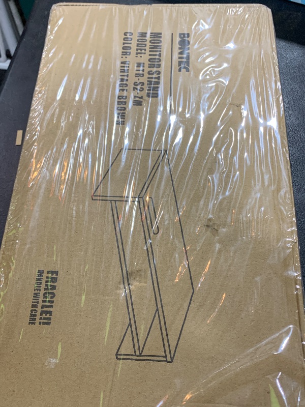 Photo 1 of BONTEC Monitor Stand Riser, 2 Tiers Wood Monitor Riser Stand with Storage Organizer, Desktop Ergonomic Monitor Stand Riser with Cellphone Holder and Cable Management, 16.5 Inch Shelf, Vintage Brown