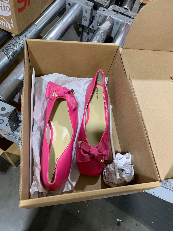 Photo 1 of C.Paravano Women's Flats | Square Toe Flats for Women | Hot Pink Flat Shoes | Womens Leather Shoes | Slip On Dress Flats (Size 38,Hot Pink Flower)
