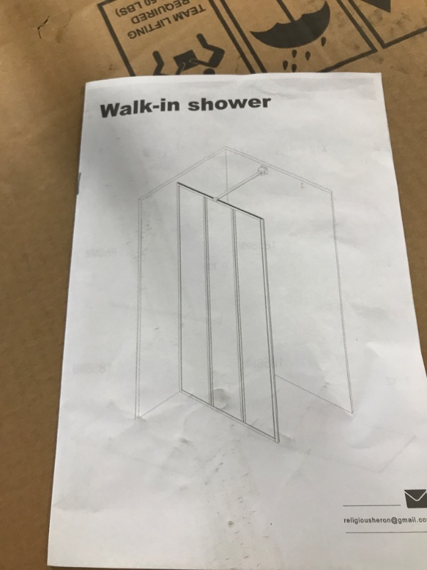 Photo 1 of Fully Frameless Wall Hinge Shower Door with 5/16"(8mm) Tempered Glass?Hinged Single Swing Shower Door by Easy Clean Coating Glass, Matte Black (48" × 72", Matte Black)