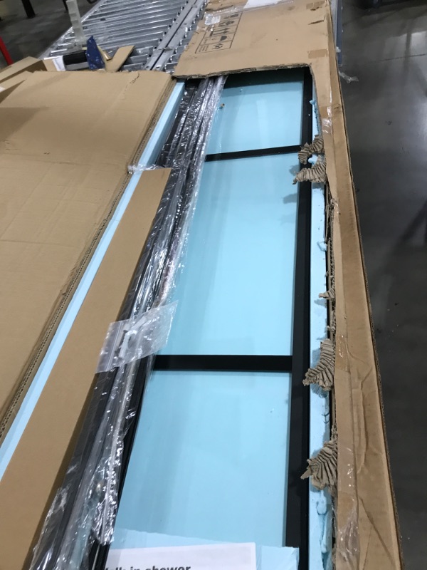 Photo 1 of Fully Frameless Wall Hinge Shower Door with 5/16"(8mm) Tempered Glass?Hinged Single Swing Shower Door by Easy Clean Coating Glass, Matte Black (48" × 72", Matte Black)