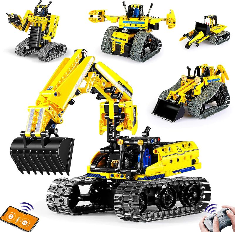 Photo 1 of 5 in 1 Building Toys STEM Robotics Kit, 430 PCS Blocks RC Robot Erector Sets, APP & Remote Control Excavator Science Kits for Kids Age 6 7 8 9 10 11 12-14, DIY Educational Gift for Boys & Girls
