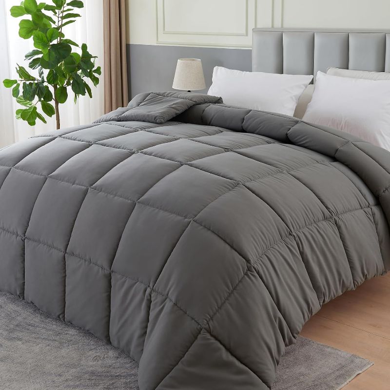 Photo 1 of All Season Full Size Cooling Comforter?Fluffy Down Alternative Comforter Quilted Duvet Insert with Corner Tabs Luxury Soft Hotel Comforter Dark Gray 