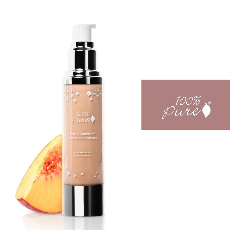 Photo 1 of 100% PURE Tinted Moisturizer Anti-Aging Face Makeup - Fruit Pigmented Sand Light to Medium Coverage & Dewy Glow - Lightweight Foundation Light-Medium Skin w/Pink-Neutral Undertone - Vegan - 1.7 Fl O