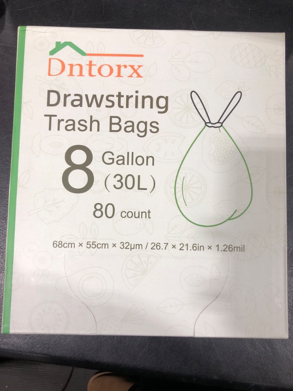 Photo 1 of 8 Gallon Trash Bags Drawstring, 80 Count Garbage Bags 8 Gallon Thicken Heavy Duty Kitchen Trash Bags Tall for Bedroom Office Kitchen Bathroom Trash Bags 8 Gal Trash Can Liners