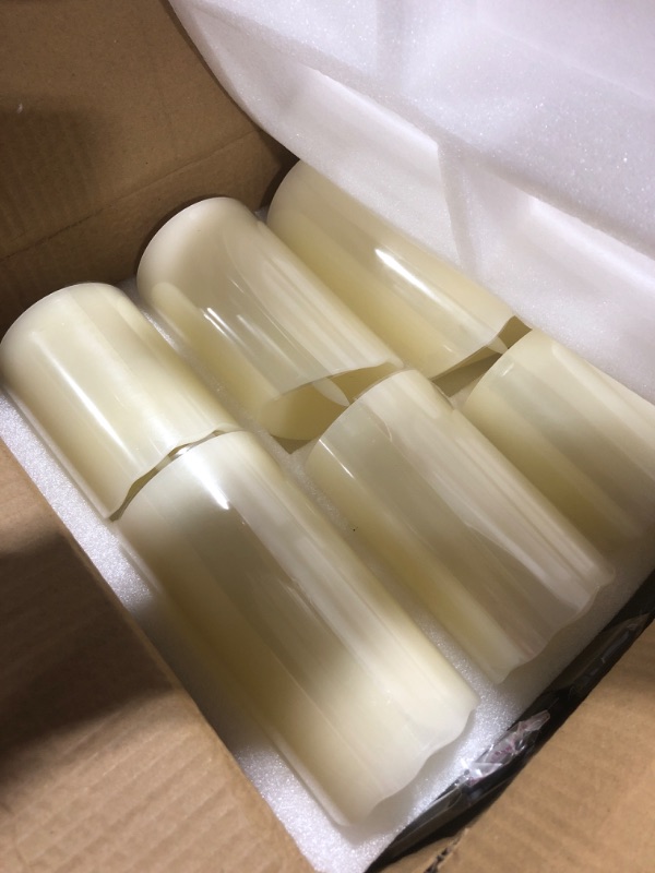 Photo 2 of 12 Pcs Ivory Flameless Candles Melted Top LED Candles with Remote Timer, Pillar Flameless Candle Bulk Flickering Battery Operated Candle for Wedding Festival Outdoor Home Decor D 3'' H 4'' 5'' 6''