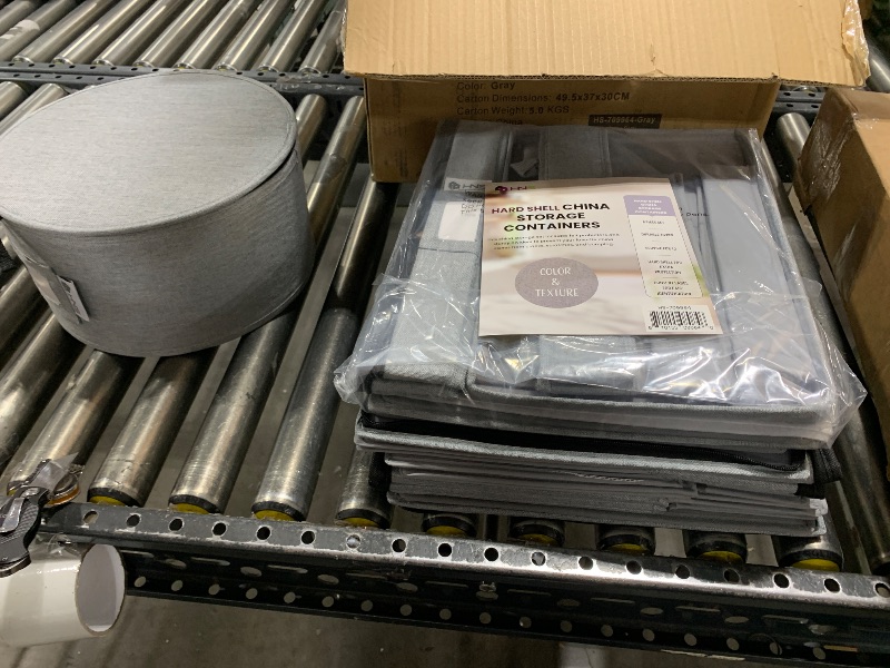 Photo 1 of Hard Shell China Storage Containers 8-Piece Set Moving Boxes for Dinnerware, Glasses, Plates, Mugs and Saucers Sturdy Dish Organizer with Dividers for Seasonal Storage - Service for 12 - Gray