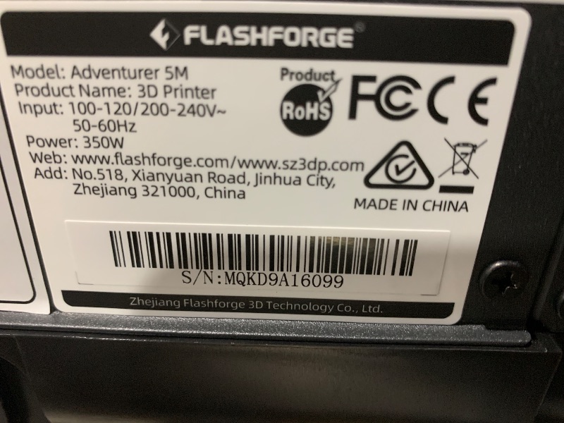 Photo 1 of FLASHFORGE Adventurer 5M 3D Printer with Fully Auto Leveling, Max 600mm/s High Speed Printing, 280°C Direct Extruder with 3S Detachable Nozzle, Core XY All Metal Structure, Print Size 220x220x220mm