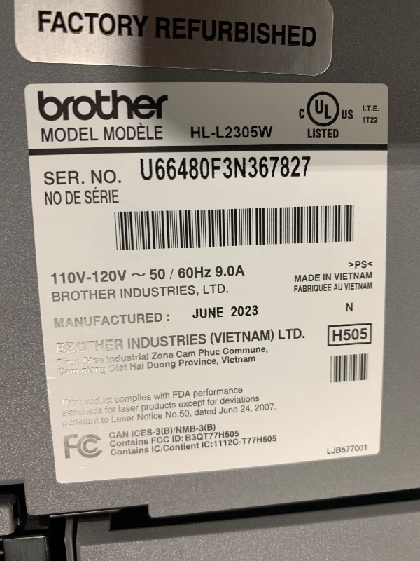Photo 1 of Brother HLL2305W Compact Mono Laser Single Function Printer with Wireless and Mobile Device Printing (RHLL2305W) (Renewed), Grey