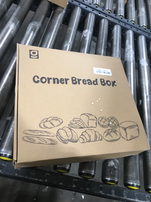 Photo 1 of Goozii Corner Bread Box for Kitchen Countertop, Black Bread Storage Container for Homemade Bread, Two Layer Breadbox under Cabinet Mount, Large Bread Holder for Kitchen Counter, Panry Shelf