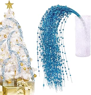 Photo 1 of 10 Pack 37" Long Artificial Glitter Berry Stem Decorative Branches Bead Sticks Fake Christmas Picks Blue Ornaments for Christmas Tree Fireplace Holiday DIY Wreath Home Large Vase Decor