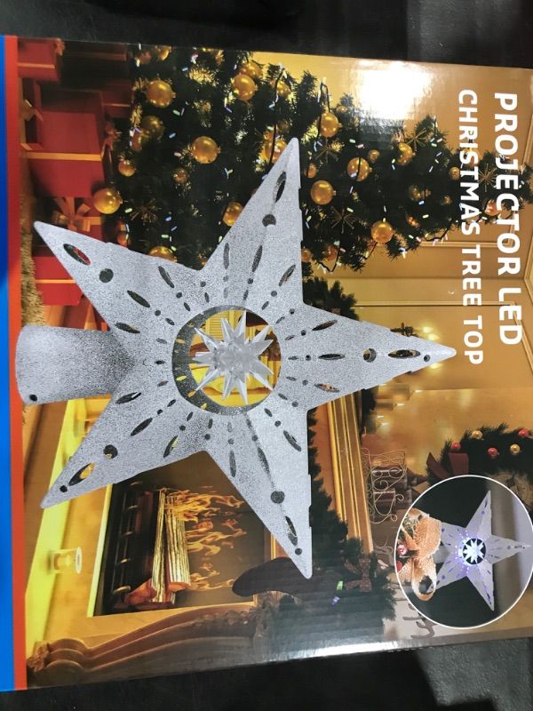 Photo 2 of 2024 Upgraded Christmas Tree Topper Star with 360°Rotating LED Lights [Dual Projection on Ceiling & Walls, and Elegant Moravian Star Design] Christmas Tree Topper Lights for Holiday Decor - Gold