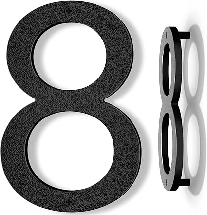 Photo 1 of 10 Inch Black House Numbers for Outside, Large Floating Home Address Numbers, Modern Exterior Plastic House Numbers for Door Wall Street Garage Gate (8)
