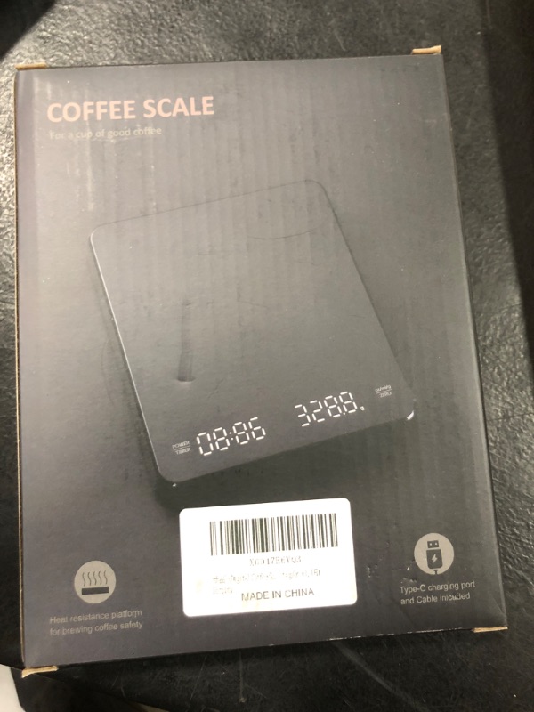 Photo 1 of Digital Coffee Scale with Timer,Espresso Scale,Type-C Recharge Coffee Scale for Pour Over and Drip Coffee, 3kg/0.1g Espresso Scale with Tare Function, 3 Units g/oz/ml, LED Display