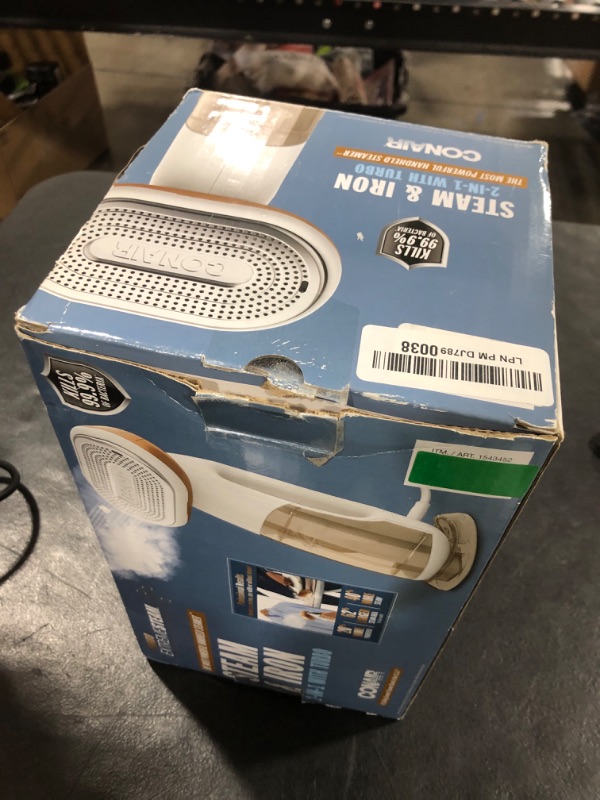 Photo 1 of Conair Hand-Held Turbo ExtremeSteam Garment Steamer, Steam and Iron, 2-IN-1 with Turbo, One Size, Gold/White