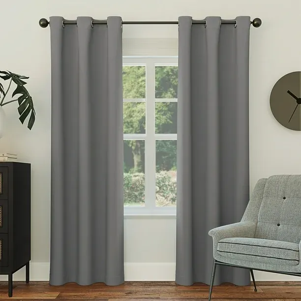 Photo 1 of (ONE PANEL) Sun Zero Nolan Energy Efficient Blackout Grommet Single Curtain Panel 40 X 95 Grey