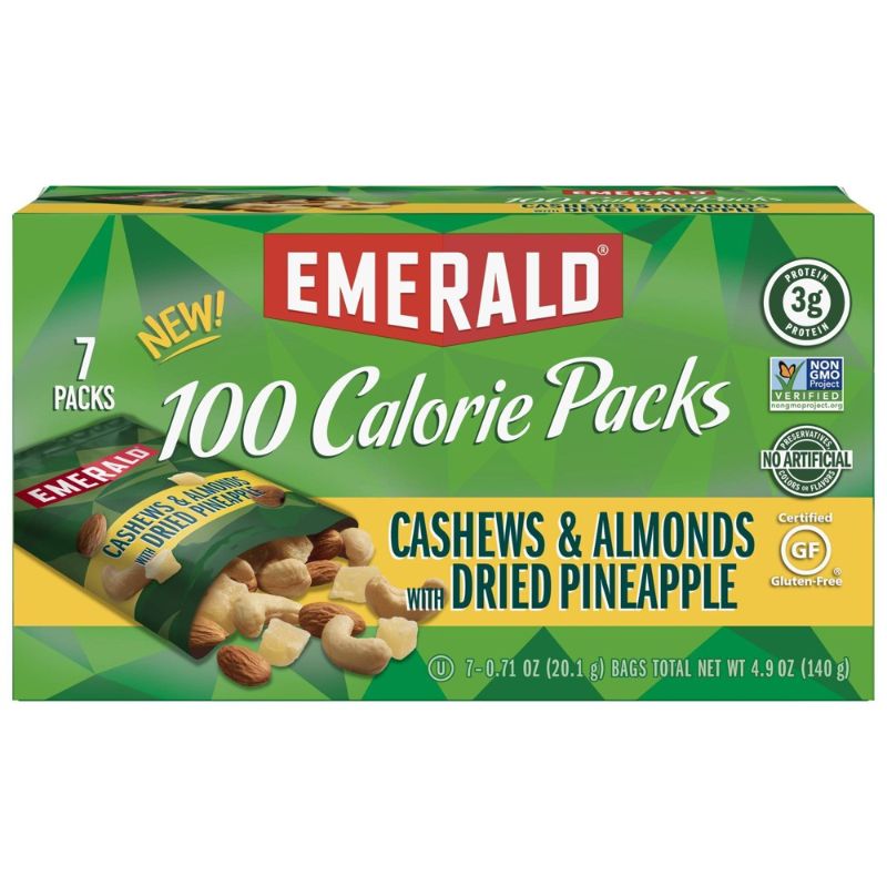 Emerald Nuts Cashews and Almonds with Dried Pineapple 100 Calorie Packs ...