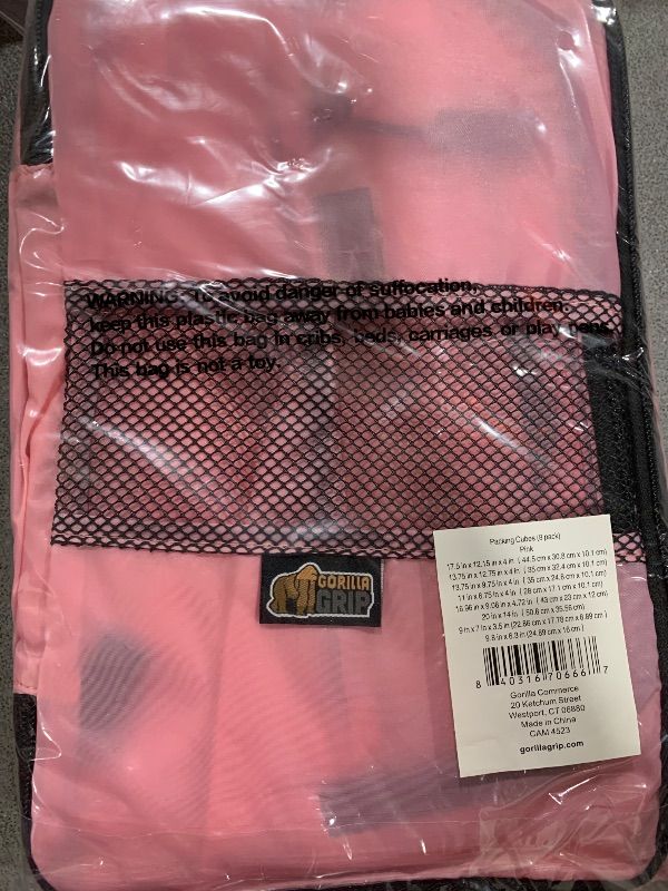 Photo 1 of Gorilla Grip 8 Set Packing Cubes, Travel Essentials for Suitcases, Breathable Mesh Organizer Bags for Clothes Toiletries Shoes and Laundry, Luggage and Backpack Carry On Airplane Accessories Pink