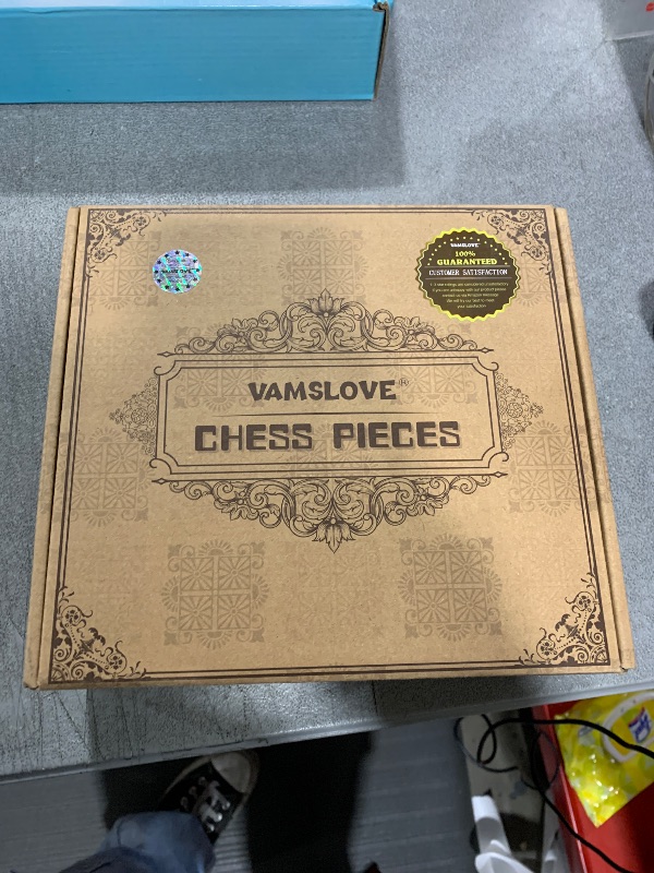 Photo 1 of Vamslove Wooden Chess Pieces Large 4.5'' King Set of 32 Luxury Staunton Wood Chessmen for Chess Game Board (Chess Pieces Only), Velvet Storage Bags Included