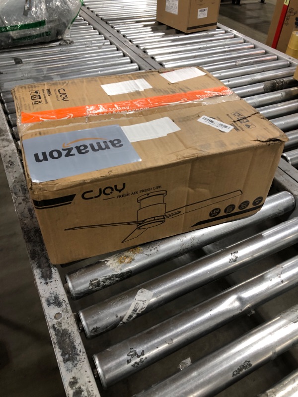 Photo 1 of CJOY 52'' Flush Mount Ceiling Fan with Lights, Low Profile Ceiling Fans with Lights and Remote, 6 Speeds Quiet Reversible DC, 3CCT Dimmable, Outdoor Ceiling Fans for Patios Bedroom Living Room