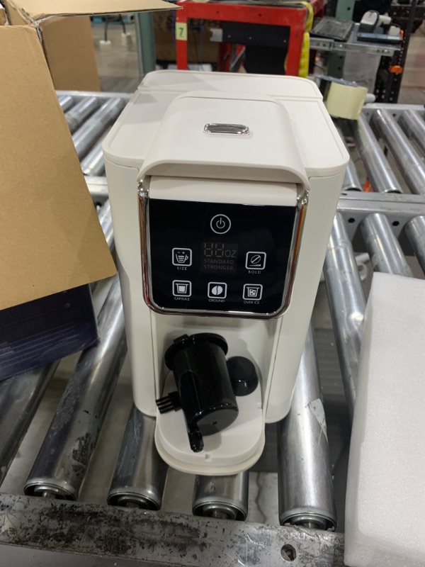 Photo 1 of KIDISLE Hot & Iced Coffee Maker with Bold Setting, Single Serve Coffee Maker for K Cup and Grounds, 6-14 Oz Brew Sizes, 50 Oz Removable Water Tank, One Cup Coffee Machine with Reusable Filter, White