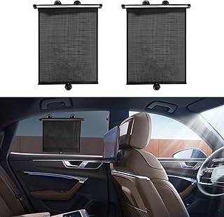 Photo 1 of 2PCS Car Side Window Sun Shade, Car Window Shades, Retractable Sun Shade for Car Window, Baby Car Travel Accessories Baby Car Window Shades for UV and Sun Glare Protection (Black, 40 * 45cm)