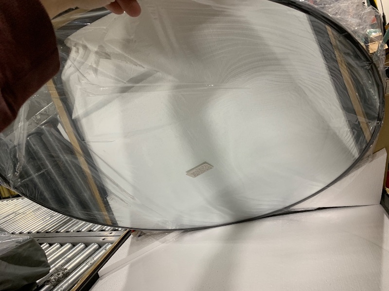 Photo 1 of BEAUTYPEAK 30 Inch Round Mirror, Black Metal Frame Circle Mirror, Wall Mirror for Entryway, Bathroom, Vanity, Living Room, Black Circle Mirror