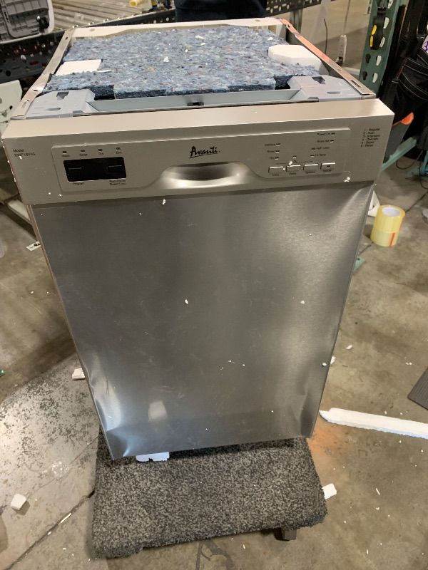 Photo 1 of Avanti DWF18V3S 18-Inch Dishwasher Machine with LED Display, 3 Wash Options, 6 Automatic Cycles and Low Noise Rating, 53db, Stainless Steel