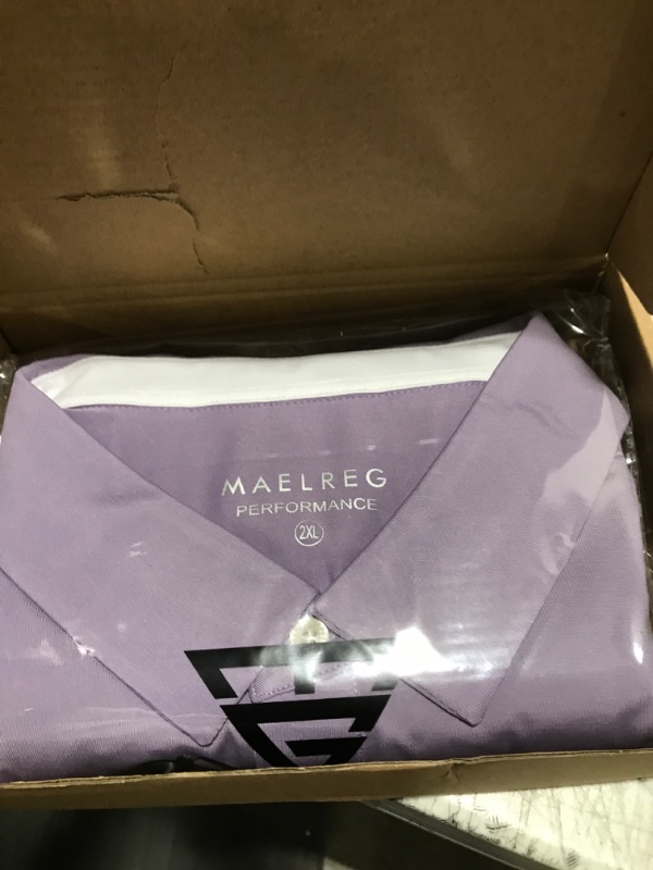 Photo 1 of 2XL MAELREG Mens Polo Shirts Short Sleeve Moisture Wicking Quick-Dry Performance Casual Solid Mens Golf Shirts Lavender