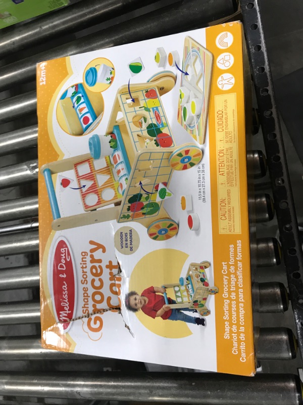 Photo 2 of Melissa & Doug Wooden Shape Sorting Grocery Cart Push Toy and Puzzles - Pretend Play Grocery Toys, Sorting And Stacking Toys For Infants And Toddlers Ages 1+ - FSC-Certified Materials