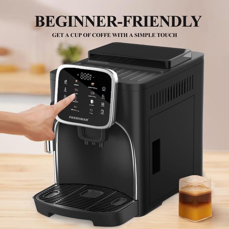 Photo 1 of Fully Automatic Coffee Machine,With a 19 Bar Italian Ulka pump, with Classic Frother,Four Coffee Varieties, Intuitive Touch Display, and Conical Burr Grinder (black)
