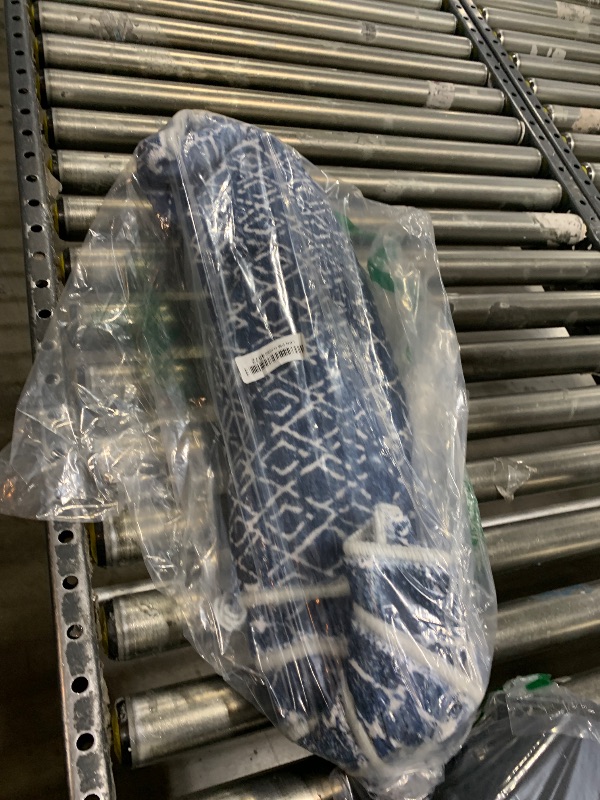 Photo 1 of Lahome Moroccan Blue Runner Rug - 2x6 Rug Non-Slip Stain Resistant Kitchen Rug