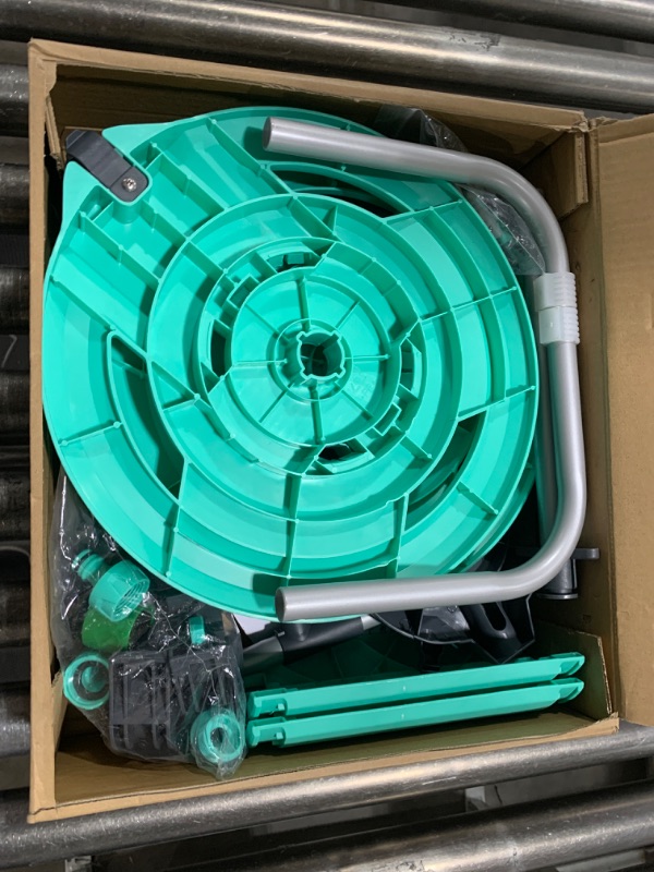 Photo 1 of HVNPSH Garden Hose Reel Cart, Hold Up to 100 Ft of 1/2" Hose, Wall Mounted Water Hose Reel Cart, Portable Garden Hose reels Tools With Built-In Hose Guide, Mobile Hose Reel Cart For Outside